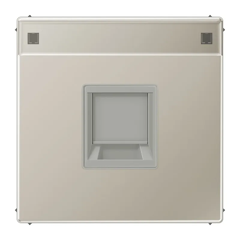 Jung Abdeckung (gerastet) für Modular-Jack-Steckbuchsen 1fach, UMA-CAT6A, RADIALL, Panduit, Assmann, mit Schriftfeld, Serie LS, Edelstahl ES1969-1NAWE