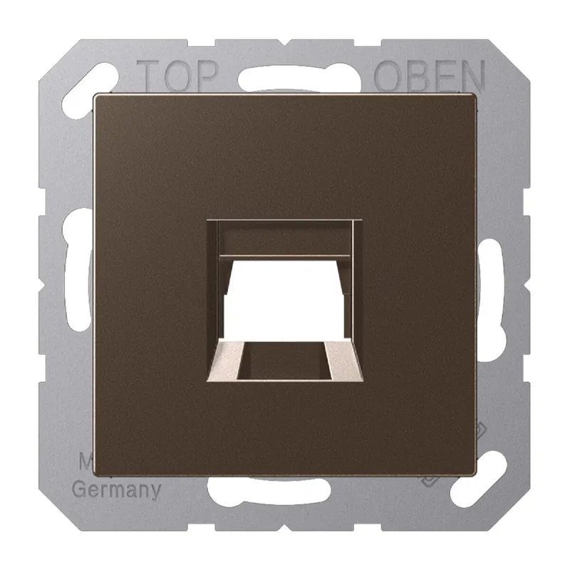 Jung Abdeckung (gerastet) für Modular-Jack-Steckbuchsen 1fach, Serie A, mokka A1569-1WEMO