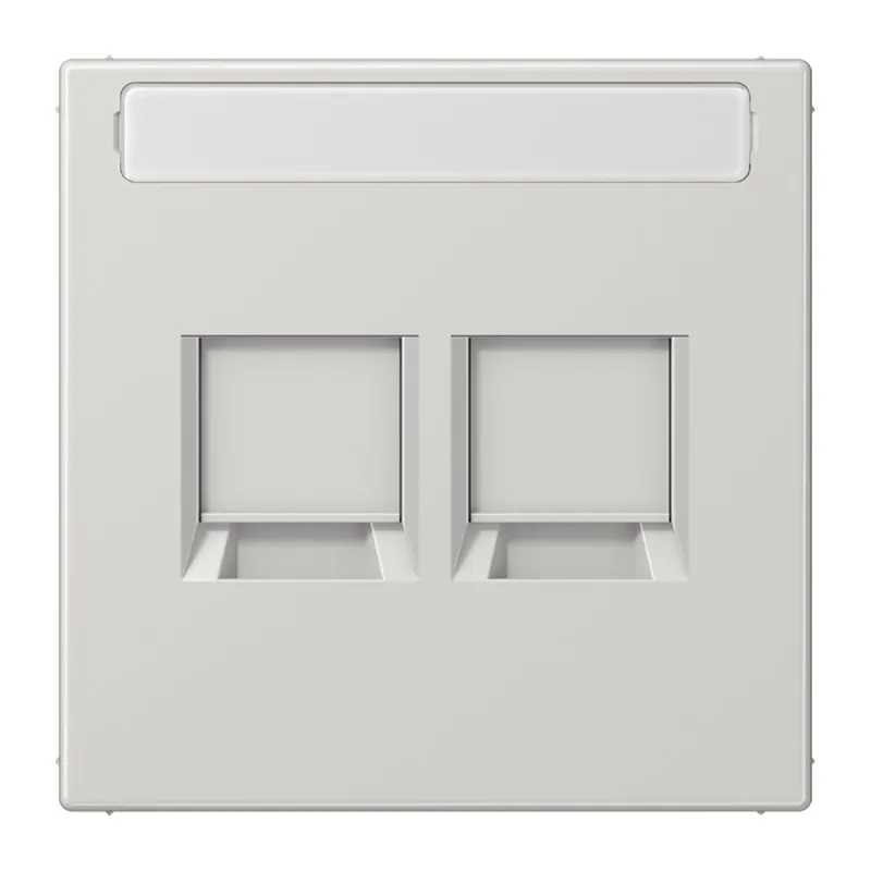 Jung Abdeckung (gerastet) für Modular-Jack-Steckbuchsen 2fach, Serie LS, lichtgrau LS1969-2NAWELG