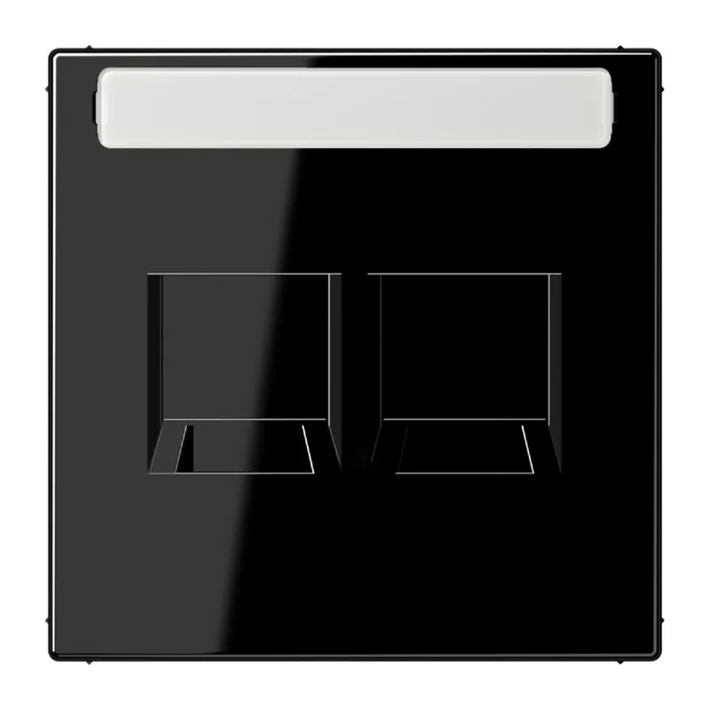 Jung Abdeckung (gerastet) für Modular-Jack-Steckbuchsen 2fach, Serie LS, schwarz LS1969-2NAWESW