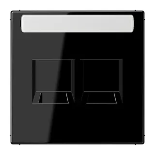 Jung Abdeckung (gerastet) für Modular-Jack-Steckbuchsen 2fach, Serie LS, schwarz LS1969-2NAWESW