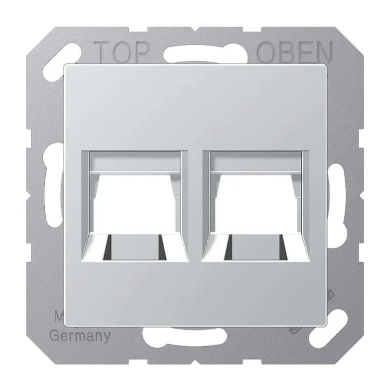 Jung Abdeckung (gerastet) für Modular-Jack-Steckbuchsen 2fach, Serie A, aluminium A1569-2WEAL