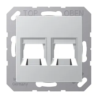 Jung Abdeckung (gerastet) für Modular-Jack-Steckbuchsen 2fach, lackiert, Serie A, aluminium A1569-25WEAL