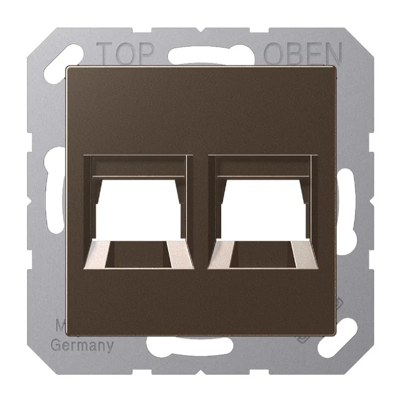 Jung Abdeckung (gerastet) für Modular-Jack-Steckbuchsen 2fach, Serie A, mokka A1569-2WEMO