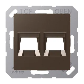 Jung Abdeckung (gerastet) für Modular-Jack-Steckbuchsen 2fach, Serie A, mokka A1569-2WEMO