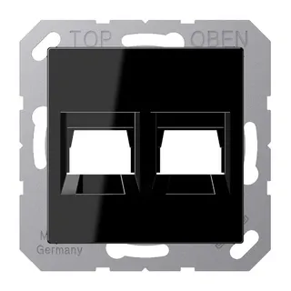 Jung Abdeckung (gerastet) für Modular-Jack-Steckbuchsen 2fach, Serie A, schwarz A1569-2WESW