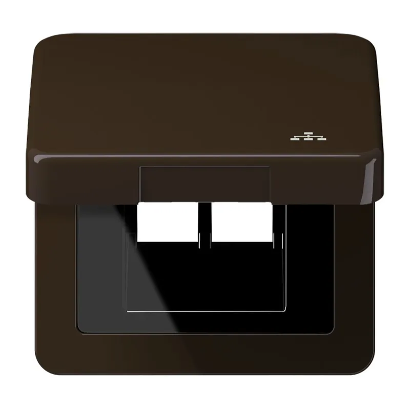 Jung Klappdeckel inklusive Zentralplatte, mit Symbol LAN, Serie CD, braun CD590KLLANBR