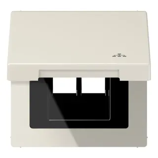 Jung Klappdeckel (mit Rückstellfeder), mit Symbol LAN, Serie LS, weiß LS990BFKLLAN
