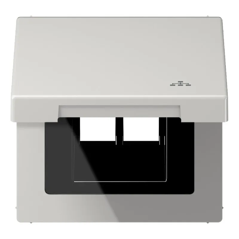 Jung Klappdeckel (mit Rückstellfeder), mit Symbol LAN, Serie LS, lichtgrau LS990BFKLLANLG
