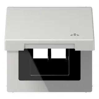 Jung Klappdeckel (mit Rückstellfeder), mit Symbol LAN, Serie LS, lichtgrau LS990BFKLLANLG