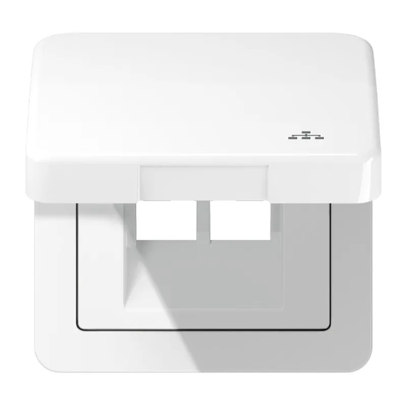 Jung Klappdeckel inklusive Zentralplatte, mit Symbol LAN, Serie CD, alpinweiß CD590KLLANWW