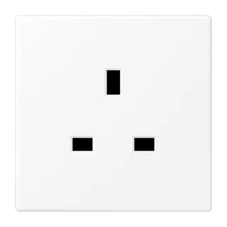 Jung Steckdose, 13 A 250 V ~, Schraubklemmen BS 1363-1, 4 mm2, ohne Krallen, SAFETY+, Serie LS, schneeweiß matt LS3521WWM