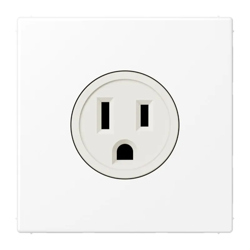 Jung Steckdose, US-Norm NEMA, 15 A 125 V ~, Schraubklemmen, ohne Krallen, Thermoplast lackiert, Serie LS, schneeweiß matt LS521-15WWM