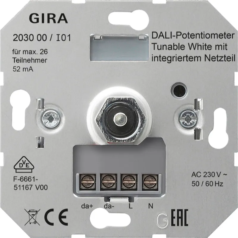 Gira Potentiometer 203000 Einsatz DALI Tunable weiss Netzt