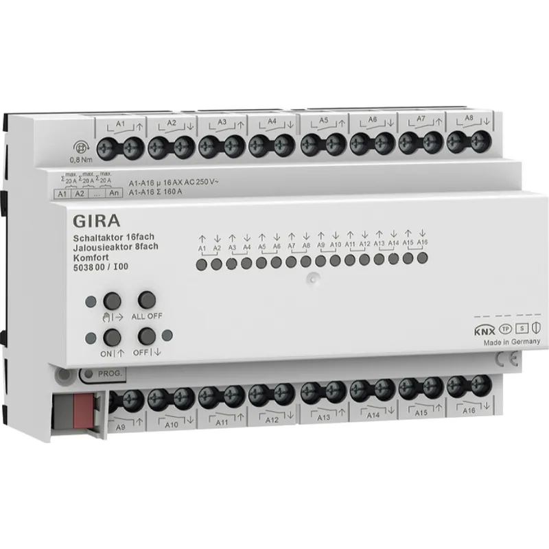 Gira Schalt-/Jalousieaktor 503800 16f/8f 16 A REG Kmf KNX Secure