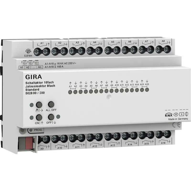 Gira Schalt-/Jalousieaktor 502800 16f/8f 16 A REG Std KNX Secure