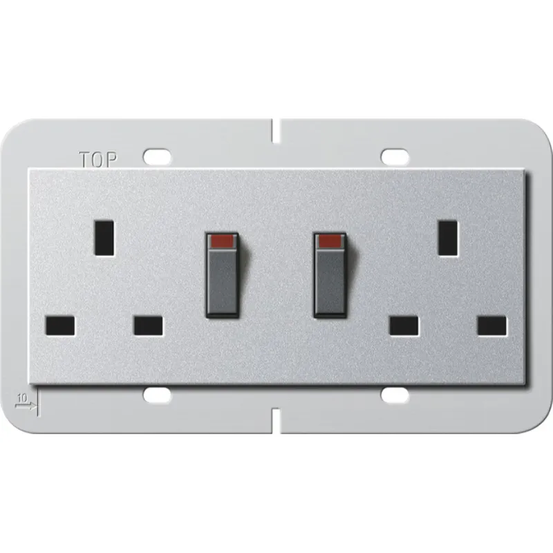 Gira Doppelsteckdose 278326 BS 13A Syst. 55 BS 80 Alu