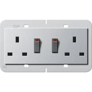 Gira Doppelsteckdose 278326 BS 13A Syst. 55 BS 80 Alu