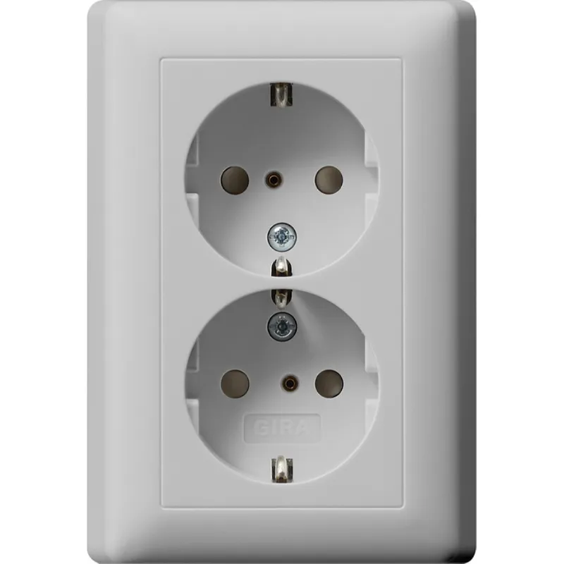 Gira SCHUKO-Steckdose 0783015 2f SH+Vollpl. Sys 55 grau