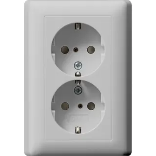 Gira SCHUKO-Steckdose 0783015 2f SH+Vollpl. Sys 55 grau