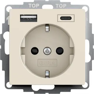 Gira SCHUKO-Steckdose SH USB-Spannungsv.2f Typ A/C Sys 55 cw