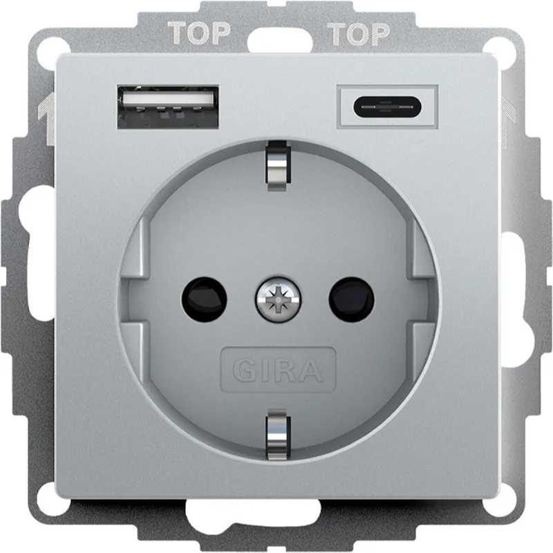 Gira SCHUKO-Steckdose SH USB-Spannungsv.2f Typ A/C Sys 55 F al