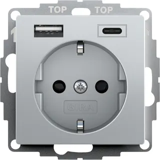 Gira SCHUKO-Steckdose SH USB-Spannungsv.2f Typ A/C Sys 55 F al