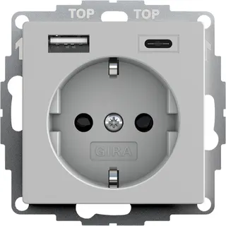 Gira SCHUKO-Steckdose SH USB-Spannungsv.2f Typ A/C Sys 55 gr m