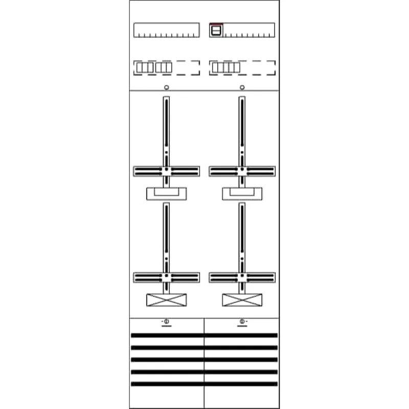 ABB Striebel & John DF29A2XXBM Zählerfeld 9RE 2ZM vorverd. mit Zählerkreuz 16qmm