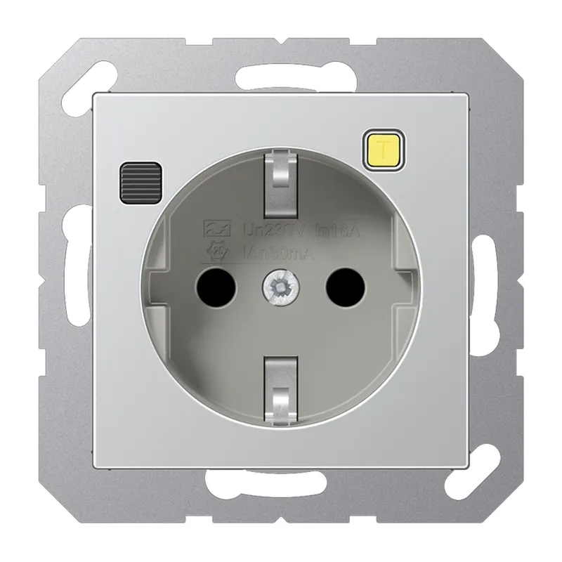 Jung FI-SCHUKO®-Steckdose (RCD) 30 mA, Serie A, aluminium A5520.30AL