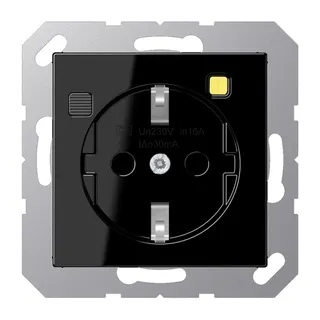 Jung FI-SCHUKO®-Steckdose (RCD) 30 mA, Serie A, schwarz A5520.30SW