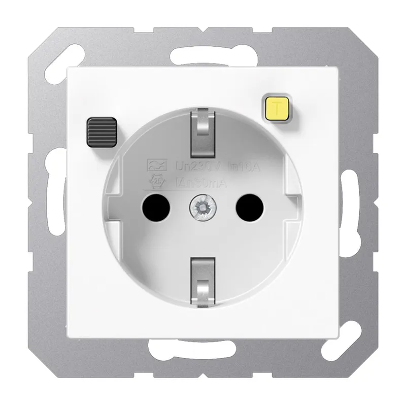 Jung FI-SCHUKO®-Steckdose (RCD) 30 mA, Serie AS/A, alpinweiß A5520.30WW