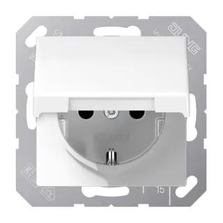 Jung SCHUKO Steckdose, 16 A 250 V ~, ohne Krallen, Duroplast antimikrobiell, Serie AS, alpinw SPAS1520KIKLWW