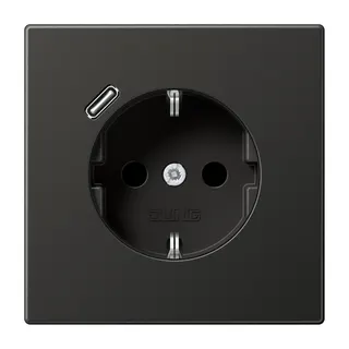 Jung SCHUKO Steckdose 16 A 250 V ~, mit USB-Ladegerät 1 x Typ C, SAFETY+, Serie LS, anthrazit (lackiertes Aluminium AL1520-18CAN