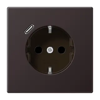 Jung SCHUKO Steckdose 16 A 250 V ~, mit USB-Ladegerät 1 x Typ C, SAFETY+, Serie LS, dark (lackiertes Aluminium) AL1520-18CD