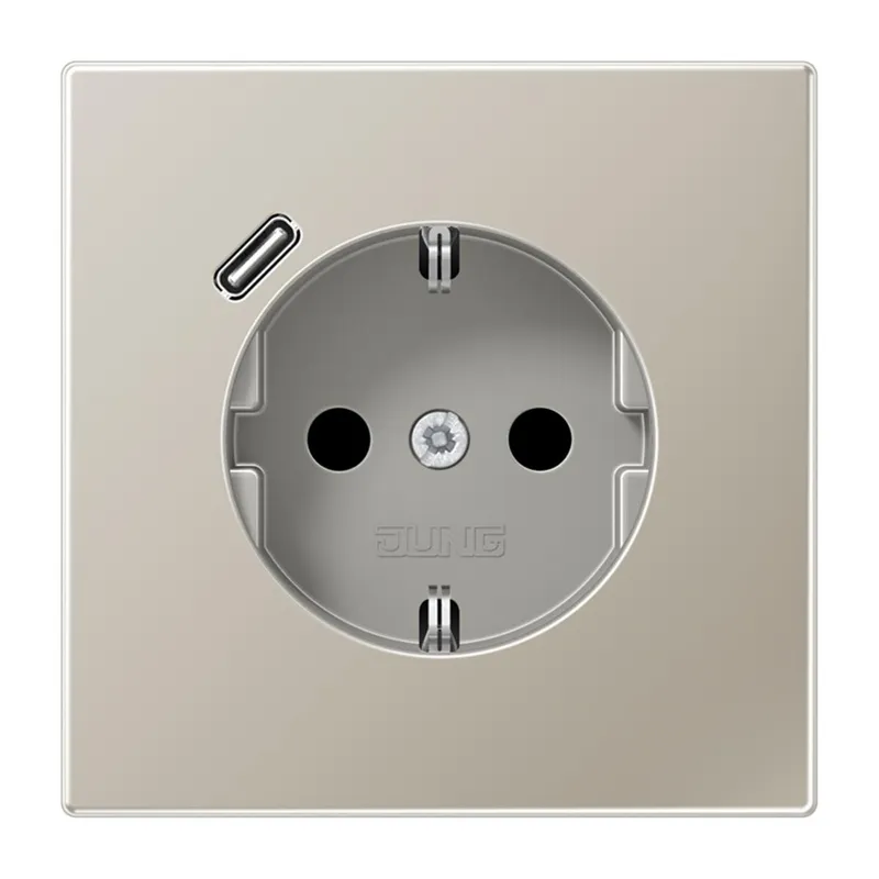 Jung SCHUKO Steckdose 16 A 250 V ~, mit USB-Ladegerät 1 x Typ C, SAFETY+, Serie LS, Edelstahl ES1520-18C