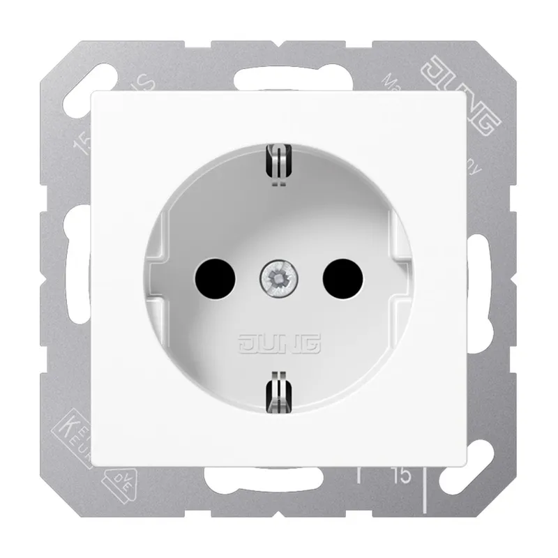 Jung SCHUKO Steckdose, 16 A 250 V ~, SAFETY+, Duroplast antimikrobiell, Serie AS, alpinweiß SPA1520KIWW