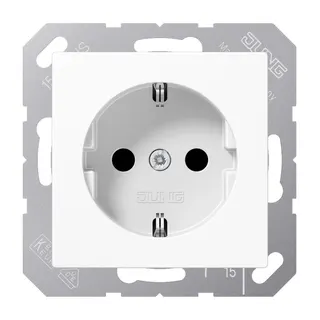 Jung SCHUKO Steckdose, 16 A 250 V ~, SAFETY+, Duroplast antimikrobiell, Serie AS, alpinweiß SPA1520KIWW