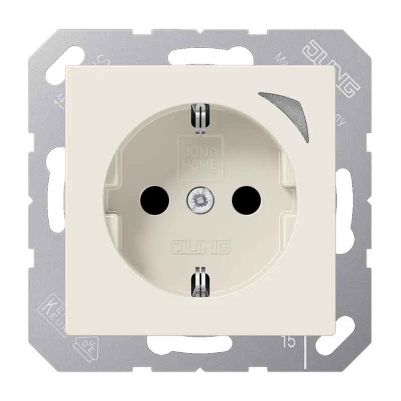 Jung HOME SCHUKO® Steckdose, 16 A 250 V ~, Schraubklemmen, mit Funktionsanzeige, SAFETY+, Thermoplast, Serie A BTA1521S