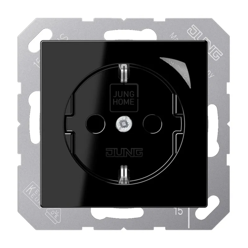 Jung HOME SCHUKO® Steckdose, 16 A 250 V ~, Schraubklemmen, mit Funktionsanzeige, SAFETY+, Thermoplast, Serie A BTA1521SSW