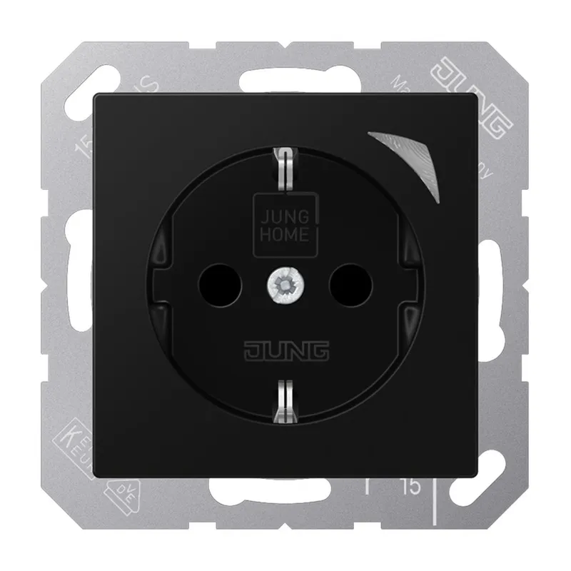 Jung HOME SCHUKO® Steckdose, 16 A 250 V ~, Energy, Schraubklemmen, mit Funktionsanzeige, SAFETY+, Thermoplast BTA1521SESWM