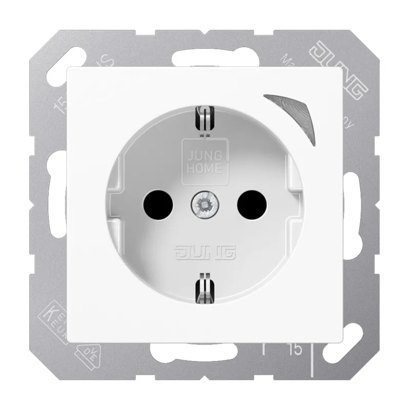 Jung HOME SCHUKO® Steckdose, 16 A 250 V ~, Energy, Schraubklemmen, mit Funktionsanzeige, SAFETY+, Thermoplast, BTA1521SEWW