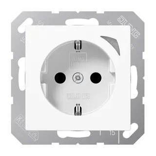 Jung HOME SCHUKO® Steckdose, 16 A 250 V ~, Energy, Schraubklemmen, mit Funktionsanzeige, SAFETY+, Thermoplast, BTA1521SEWW
