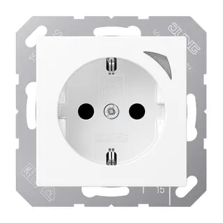 Jung HOME SCHUKO® Steckdose, 16 A 250 V ~, Energy, Schraubklemmen, mit Funktionsanzeige, SAFETY+, Thermoplast BTA1521SEWWM
