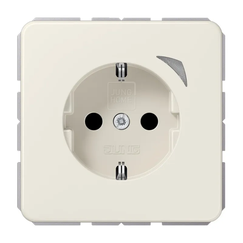 Jung SCHUKO Steckdose, 16 A 250 V ~, Schraubklemmen, mit Funktionsanzeige, SAFETY+, Duroplast, Serie CD, weiß BTCD1521SE