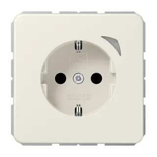 Jung SCHUKO Steckdose, 16 A 250 V ~, Schraubklemmen, mit Funktionsanzeige, SAFETY+, Duroplast, Serie CD, weiß BTCD1521SE