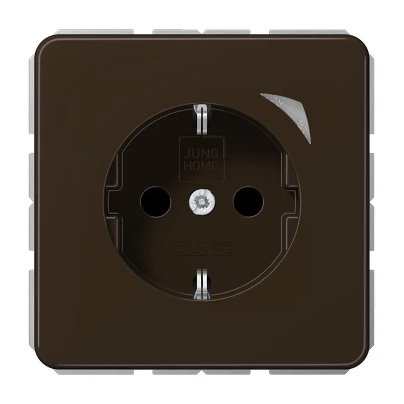 Jung SCHUKO Steckdose, 16 A 250 V ~, Schraubklemmen, mit Funktionsanzeige, SAFETY+, Duroplast, Serie CD, braun BTCD1521SEBR