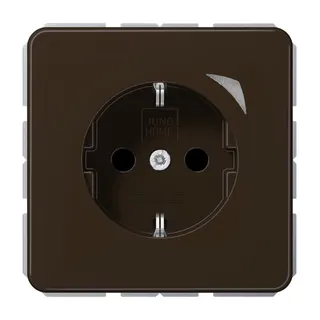Jung SCHUKO Steckdose, 16 A 250 V ~, Schraubklemmen, mit Funktionsanzeige, SAFETY+, Duroplast, Serie CD, braun BTCD1521SEBR