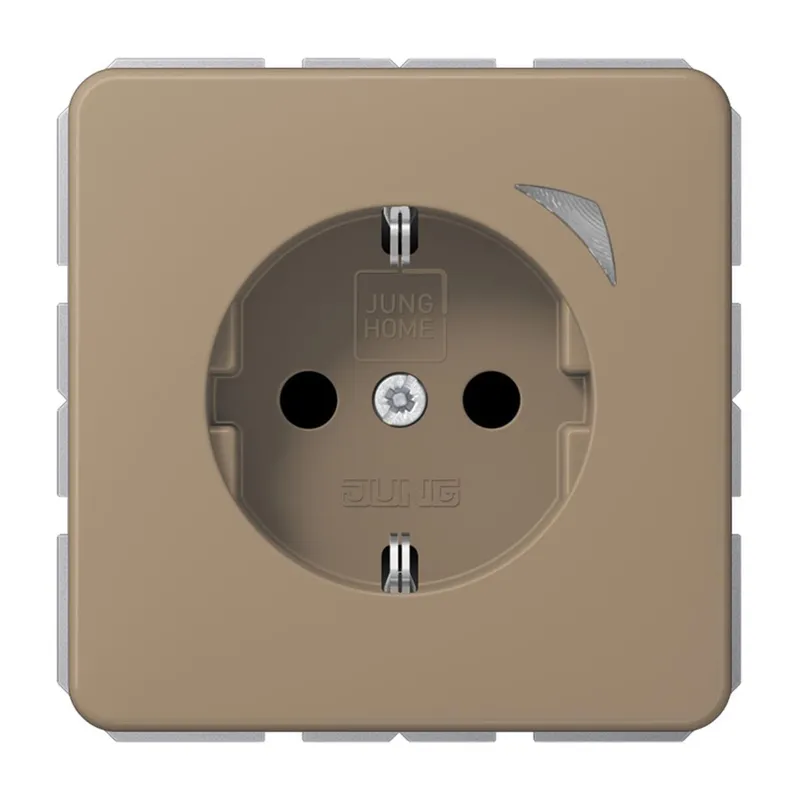 Jung SCHUKO Steckdose, 16 A 250 V ~, Schraubklemmen, mit Funktionsanzeige, SAFETY+, Aluminium eloxiert, Serie CD, g BTCD1521SEGB