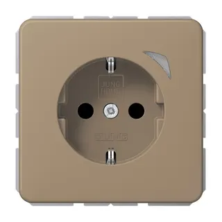 Jung SCHUKO Steckdose, 16 A 250 V ~, Schraubklemmen, mit Funktionsanzeige, SAFETY+, Aluminium eloxiert, Serie CD, g BTCD1521SEGB